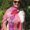 Echarpe Pénélope, en twill de soie, rose violet et gris